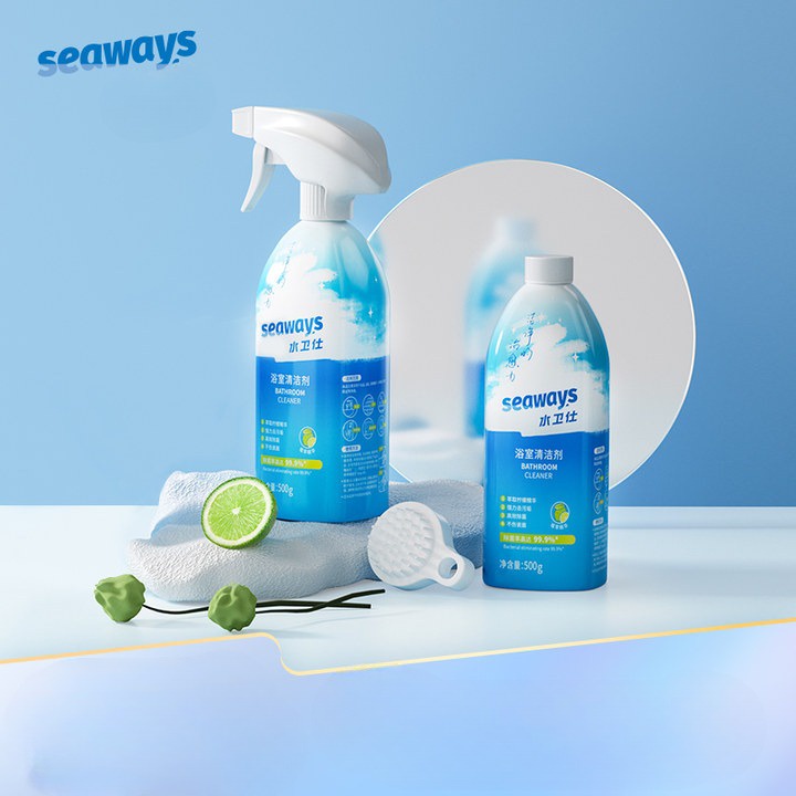 Chai tẩy rửa phòng tắm đa năng làm sạch kính gạch men và vòi inox Seaways chai 500ml