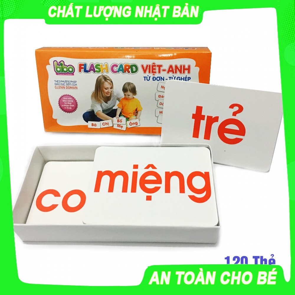 Bộ Thẻ Học Từ Đơn- Từ Ghép Cho Con Học Chữ (120 thẻ)