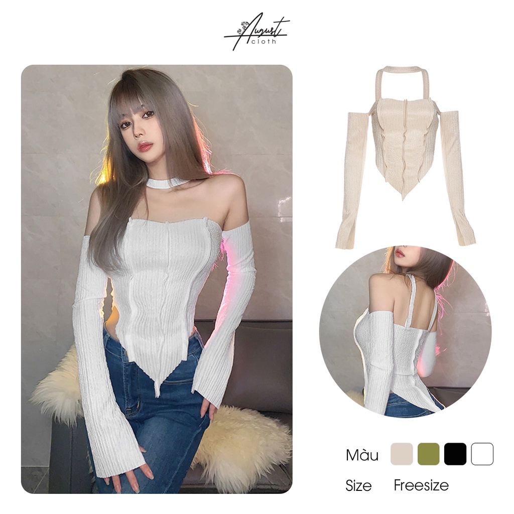 [Augustcloth] Áo tay dài vải gân phong cách Hàn Quốc