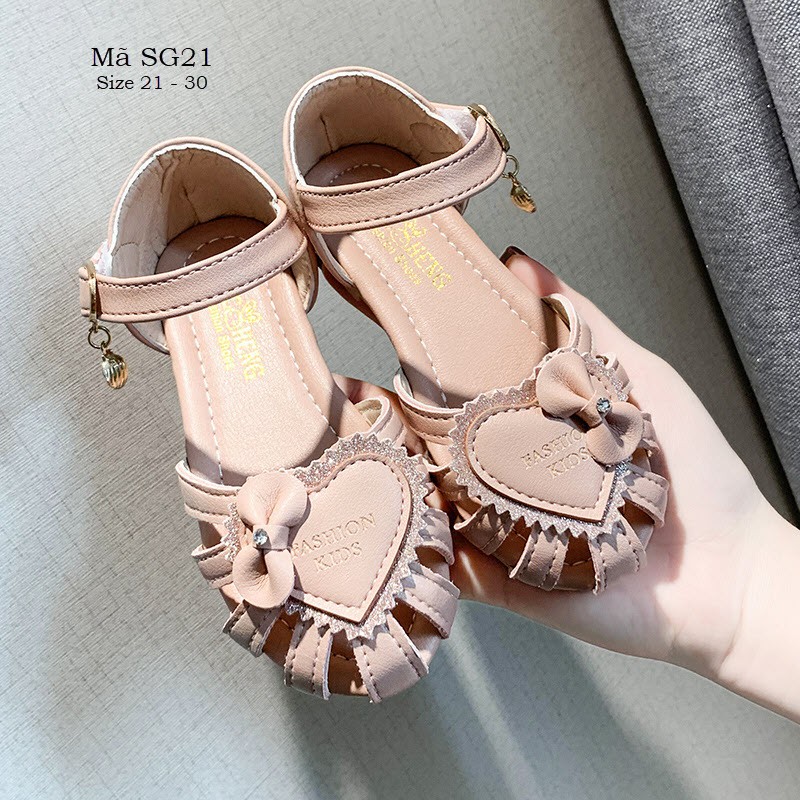 Sandal bé gái - Dép quai hậu đi học kiểu búp bê duyên dáng dễ thương màu hồng xinh xắn full size 1 - 5 tuổi SG21