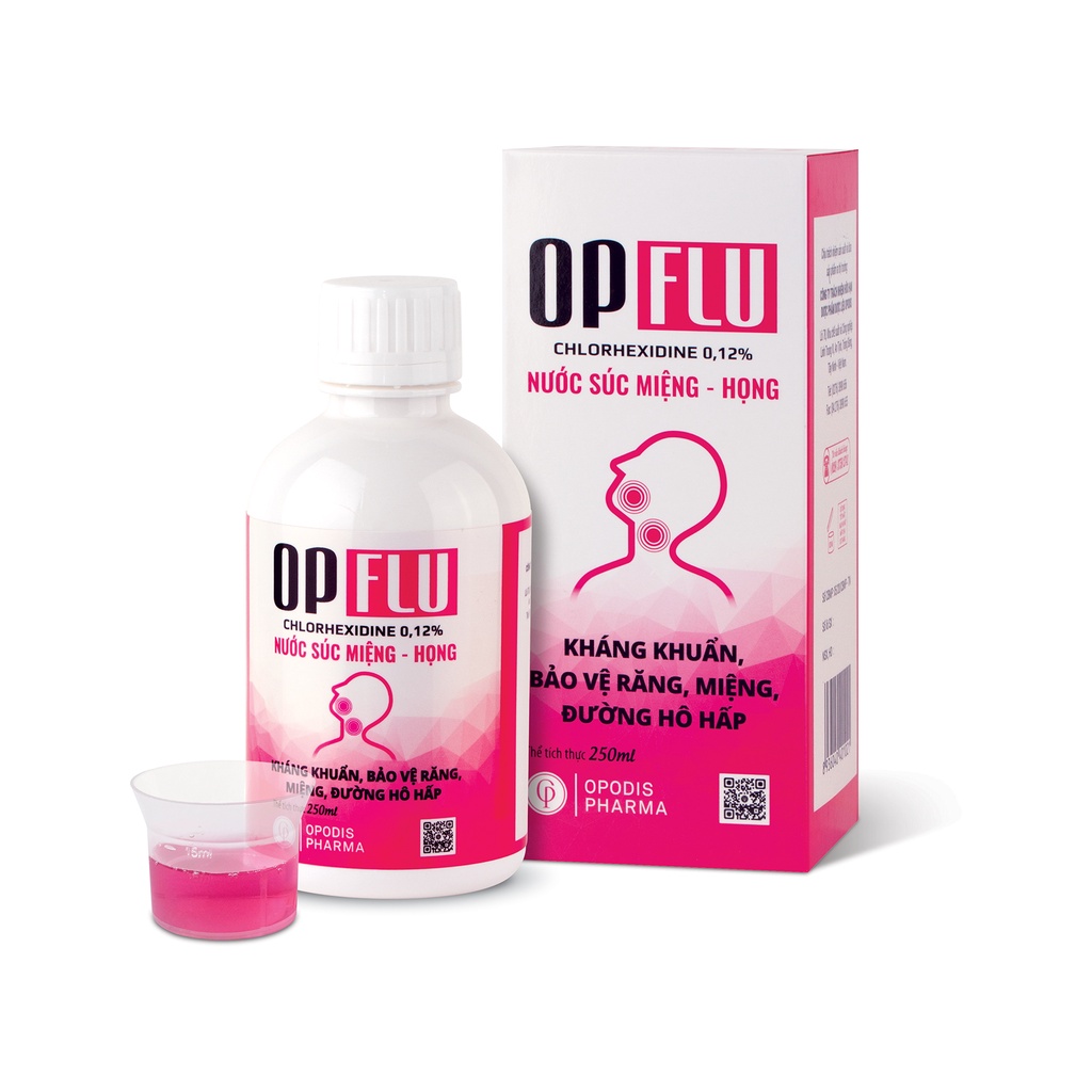 Nước súc miệng họng Opflu (Chlorhexidin) kháng khuẩn, bảo vệ răng miệng, nướu, đường hô hấp, giảm mảng bám, nhiệt miệng
