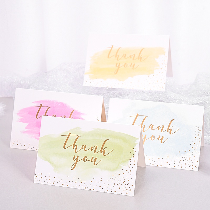 6pcs/set Watercolor Dot Thank You Greeting Card Postcard festival Party supplies Stationery