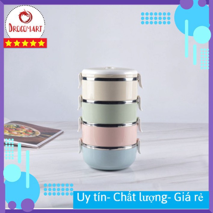 Hộp Đựng Cơm Văn Phòng Giữ Nhiệt, Cặp Lồng Đựng Cơm Bằng Nhua Lúa Mạchn Lõi Inox Cao Cấp