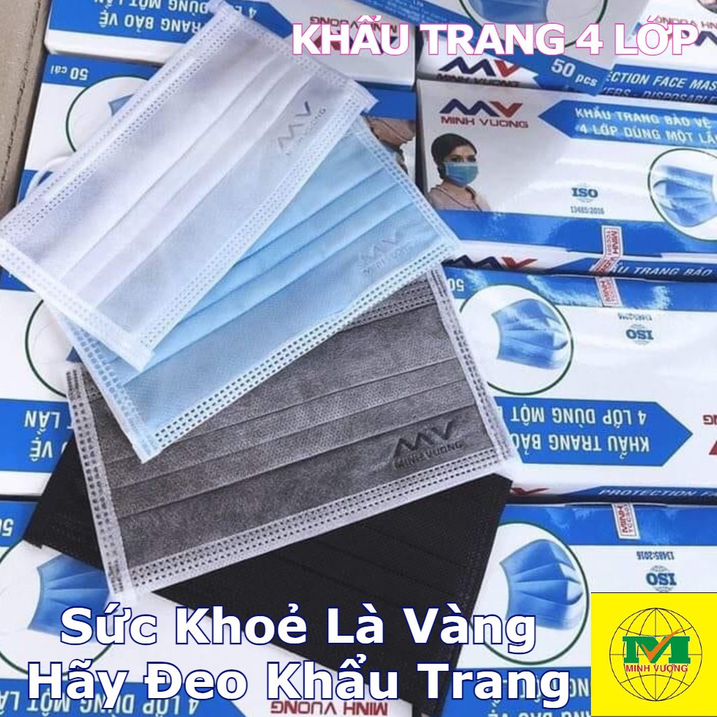 [HỘP 50 CÁI] Khẩu trang y tế kháng khuẩn 4 lớp - hàng chính hãng MINH VƯỢNG