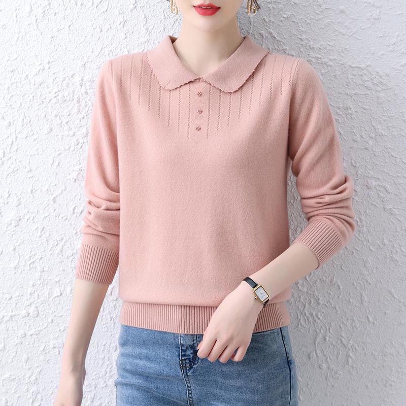 Áo Dệt Kim Tay Dài Cổ Búp Bê Phong Cách Phương Tây Thời Trang Hè Thu Cho Nữ
