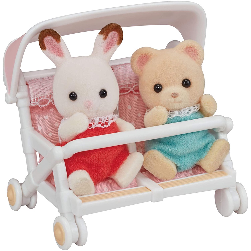 Sylvanian Families Xe Đẩy Em Bé Đôi Double Baby Buggy