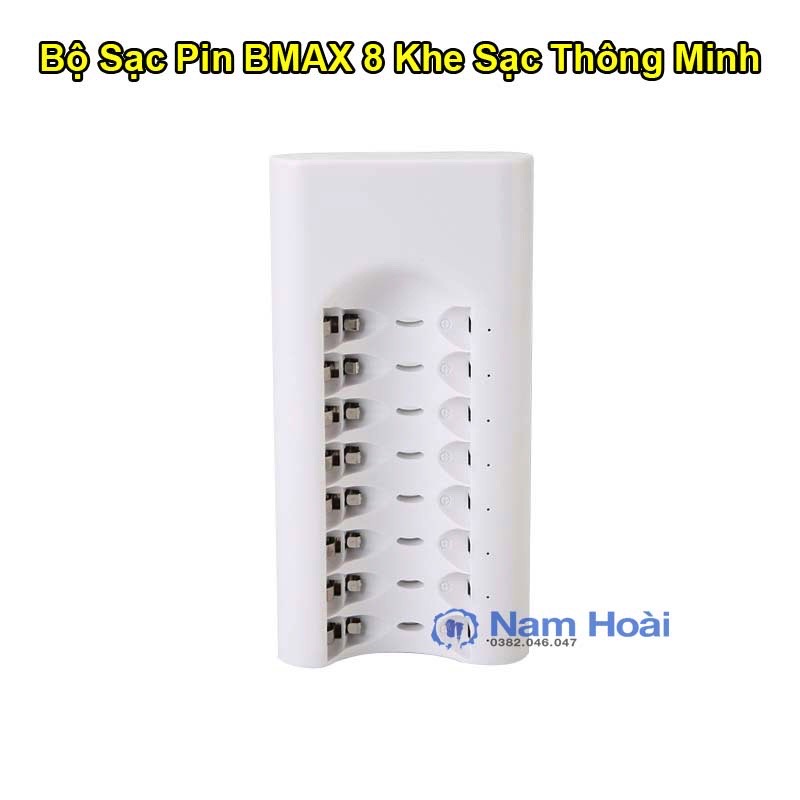 Bộ sạc 8 khe cắm thông minh BMAX BH-808U cổng USB Pin sạc AA, AAA 1.2V, 1.5V