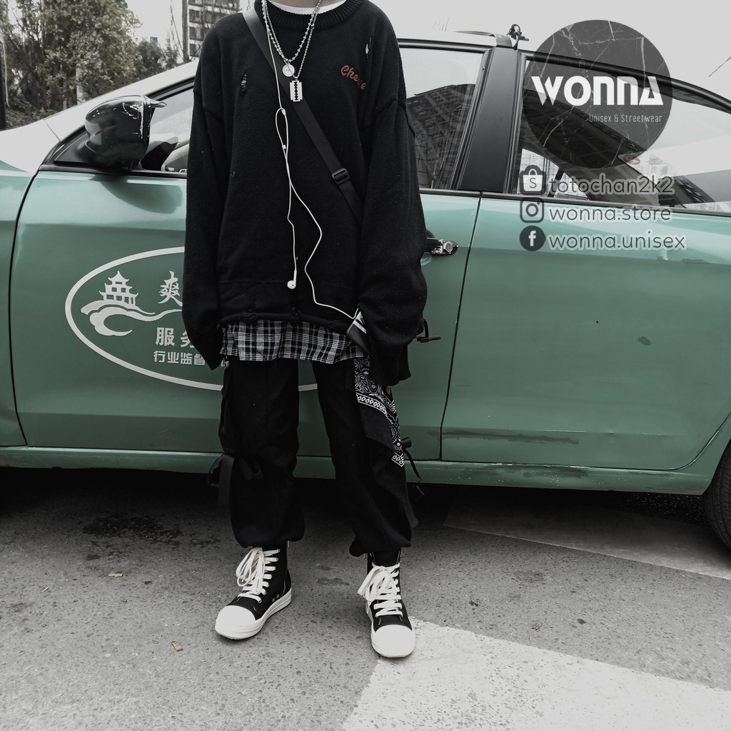 (ORDER) (KÈM ẢNH THẬT) Quần jogger kaki box pant quần hộp tua rua dây unisex ulzzang oversize street style nam nữ ống bo | BigBuy360 - bigbuy360.vn
