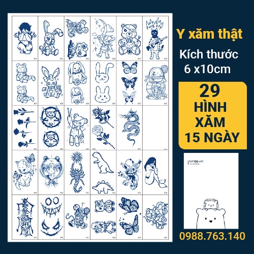 Hình xăm 15 ngày, 29 hình xăm dán kích thước 6x10cm