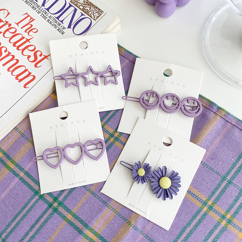 Kẹp Tóc Nhiều Kiểu Màu Tím Kiểu Hàn Quốc Xinh Xắn