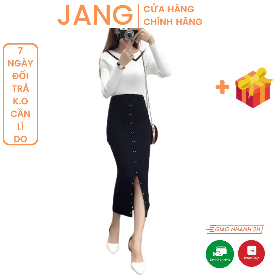 [Mã FAGREEN55 giảm 10% tối đa 30k đơn từ 99k] Chân váy len midi giá rẻ dáng dài xẻ tà có cúc phía trước | BigBuy360 - bigbuy360.vn