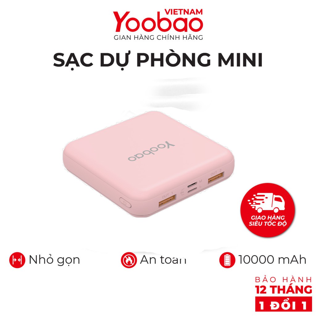 Sạc dự phòng Yoobao M4 mini 10000mAh Pin Li-Polymer cho điện thoại, máy tính bảng...