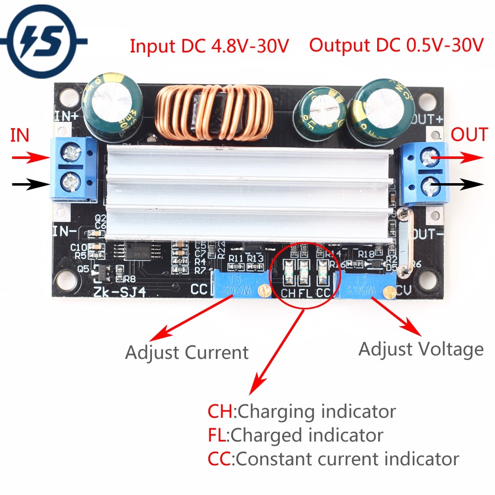 DC DC Voltage Boost Buck Converter Power Module 4.8-30V Solar Charger Charging Controller Adjustable Step-Up and Down Automatic