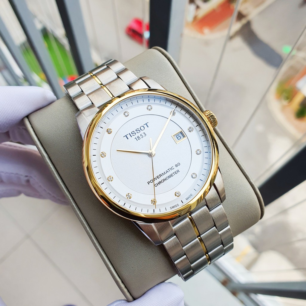 Đồng hồ Nam chính hãng Tissot Luxury Powermatic 80 T086.408.22.036.00 Size 41,Demi vàng,Mặt trắng-Máy cơ-Dây kim loại