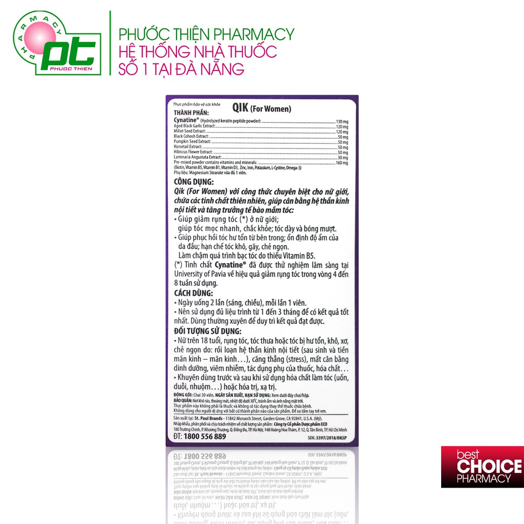 Viên Uống Giảm Rụng Tóc Qik Hair For Women Lọ 30 viên | BigBuy360 - bigbuy360.vn