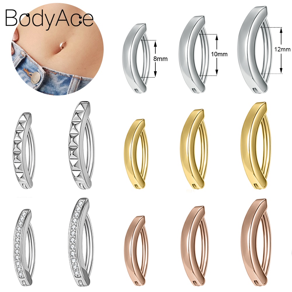 1 Khuyên Rốn Bằng Bạc Sterling 925 14K 8 / 10 / 12mm Màu Sắc Tối Giản