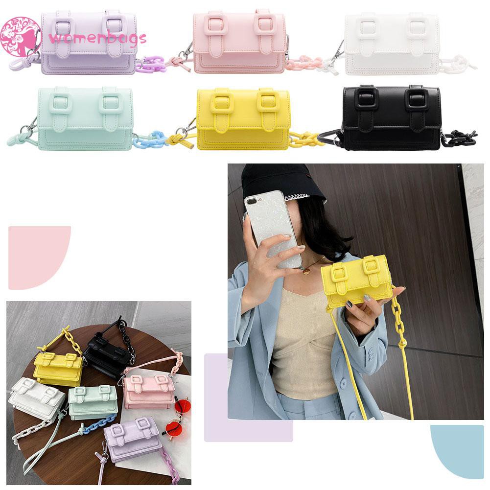 Túi Da Đeo Chéo Mini Màu Sắc Ngọt Ngào Cho Nữ