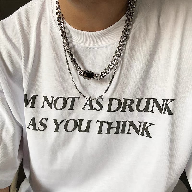 Dây chuyền layer 2 lớp mặt đính đá đen lấp lánh