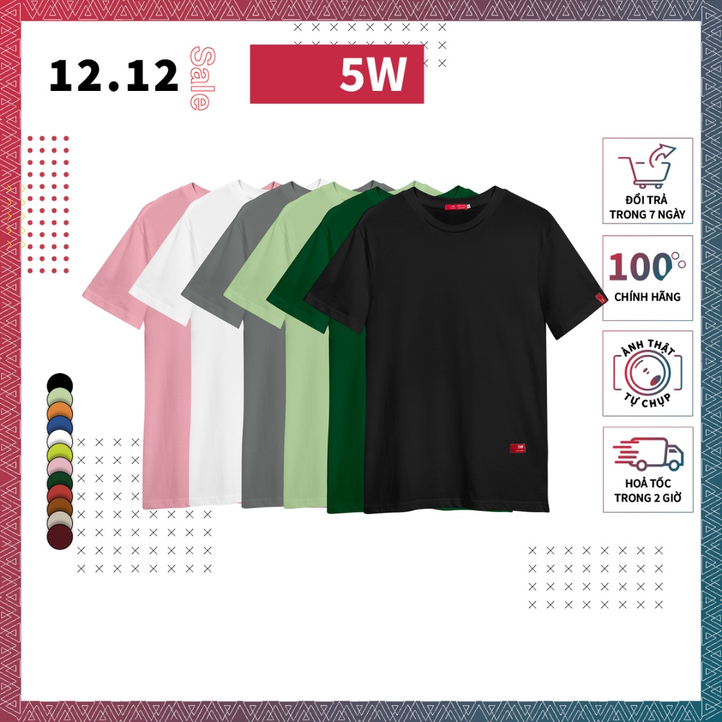 Áo thun unisex bigsize tay lỡ chất liệu cotton form trơn đen trắng nhiều màu dành cho nam nữ basic tee 5W - AT01 | BigBuy360 - bigbuy360.vn