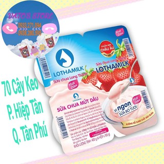 Sữa chua ăn Long Thành Lothamilk MỨT DÂU Lốc 4 hộp × 100g