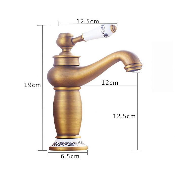 Vòi Lavabo nóng lạnh (Tân Cổ Điển, Kiểu Béo) Hợp kim đồng thau - Cao cấp ITALIA (Tặng thêm đôi dây cấp)