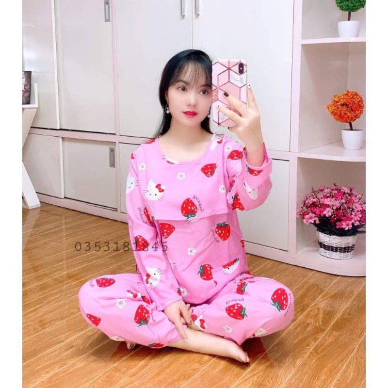 ( Chọn Màu ) Bộ Lạnh Lụa Sau Sinh Mở Nắp Ngang Cho Bé Bú 46-65kg