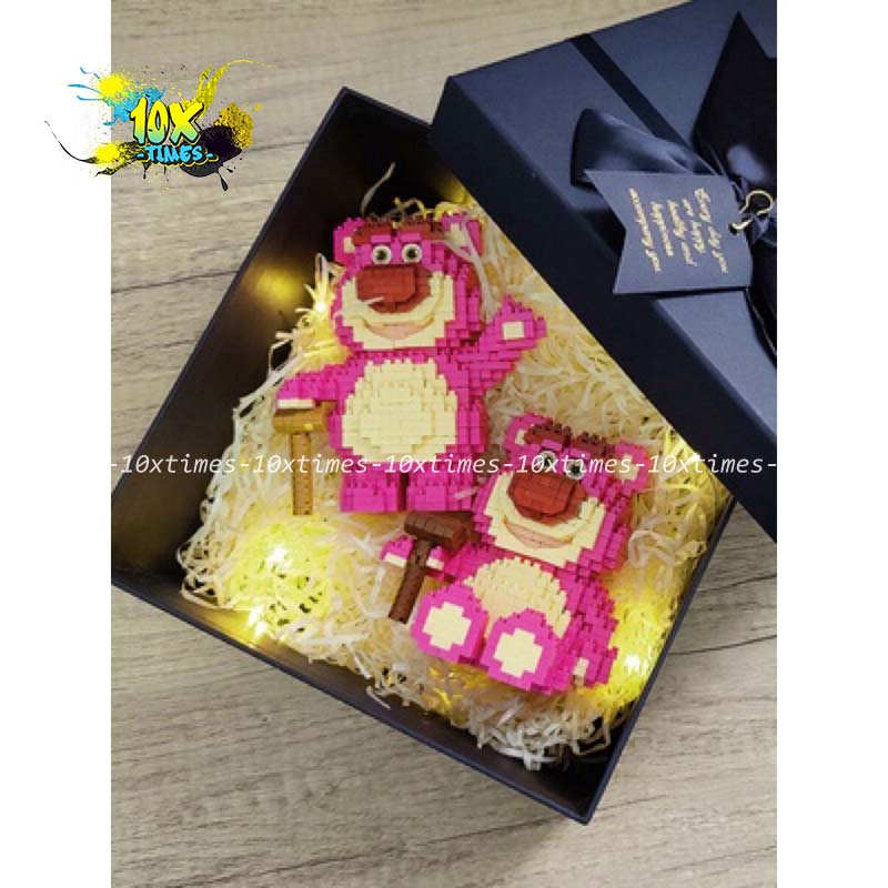 đồ chơi lắp ráp 3d gấu Lotso hồng toy story hoạt hình kì lân, quà tặng bạn gái, quà tặng trẻ em, đồ decor xinh xắn