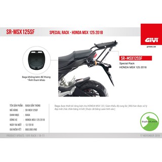 BAGA GIVI XE MSX - CHÍNH HÃNG