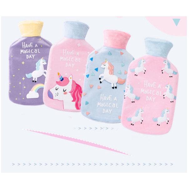Túi Chườm Nóng Lạnh Đa Năng Hình Ngựa Pony Dễ Thương 0.5/Chườm Khi Đau Bụng Kinh Nguyệt 500ml-Tặng cọ quét mặt nạ 17cm