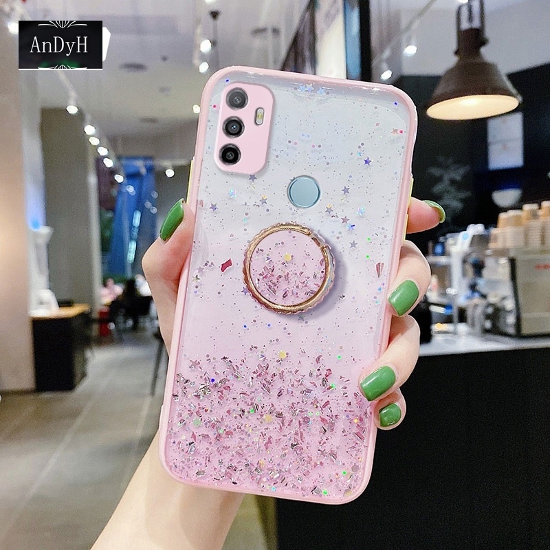 Ốp điện thoại họa tiết ngôi sao lấp lánh gắn nhẫn đỡ cho OPPO A53 2020 A33 2021