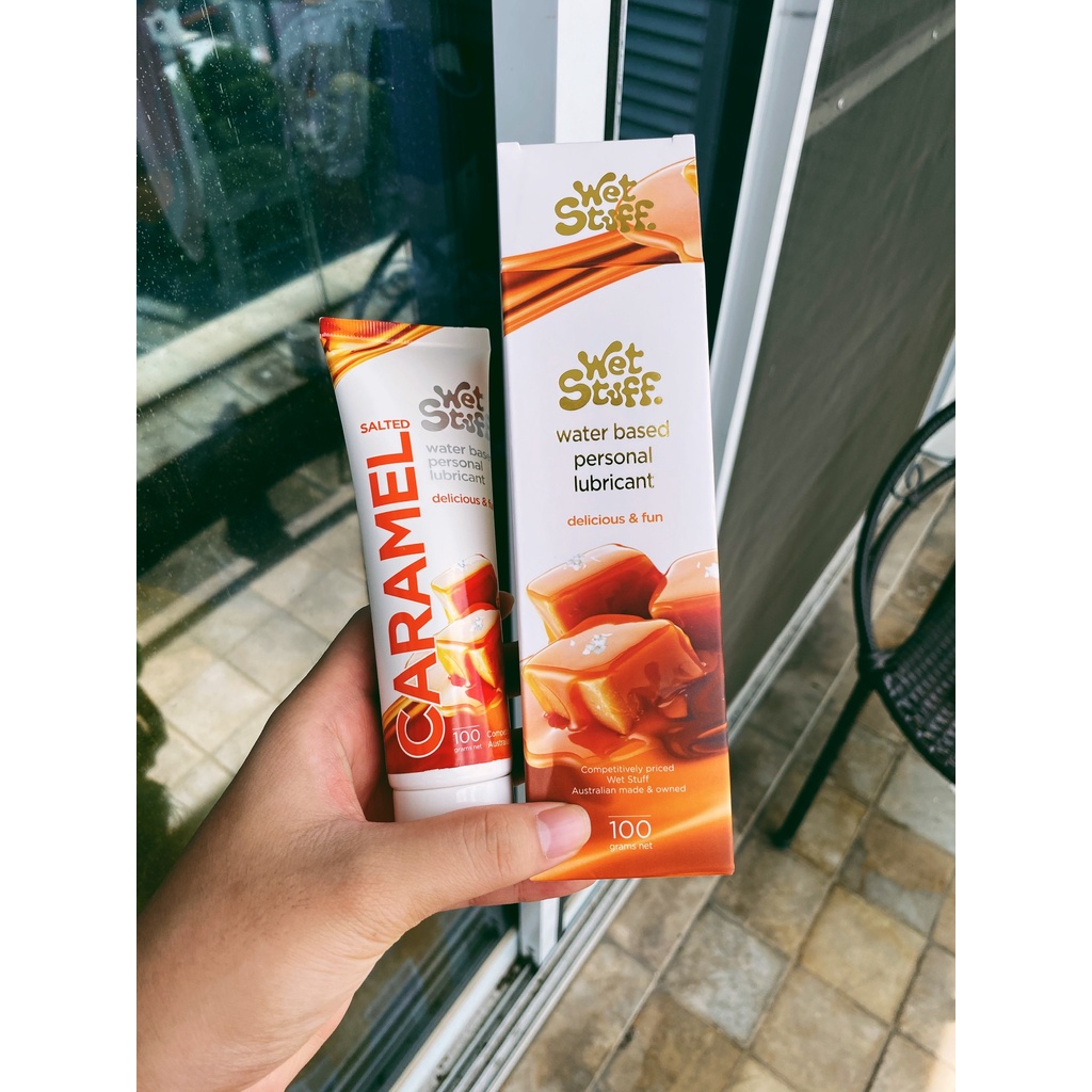Gel bôi trơn Caramel Dâu Bạc Hà Wet Stuff nuốt được tăng khoái cảm lọ 100g