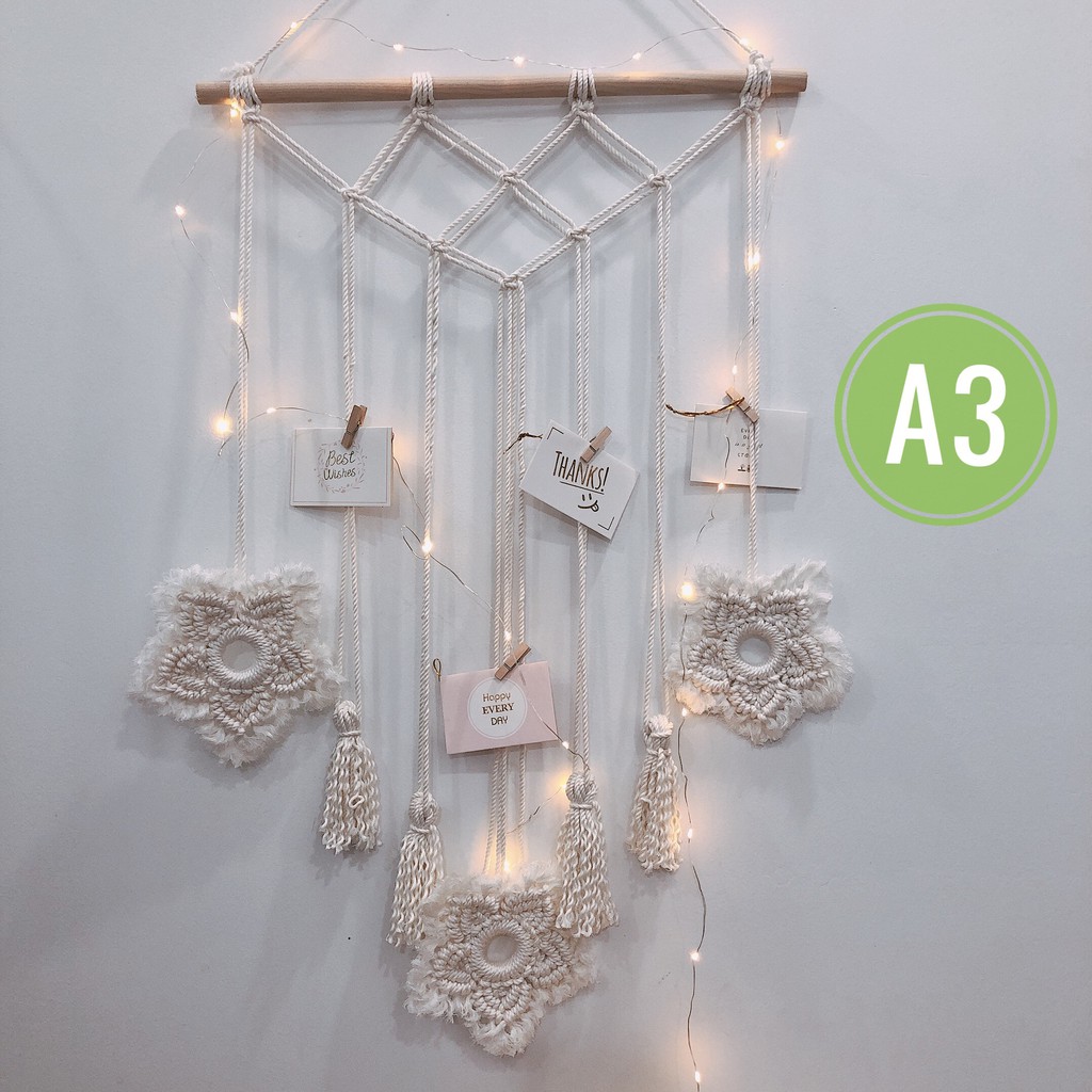 A3 Dây treo ảnh tết macrame trang trí phòng decor nội thất