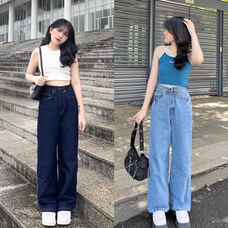[NEW] Quần jean nữ lưng siêu cao dáng ống rộng dài, hàng cao cấp - Ms04