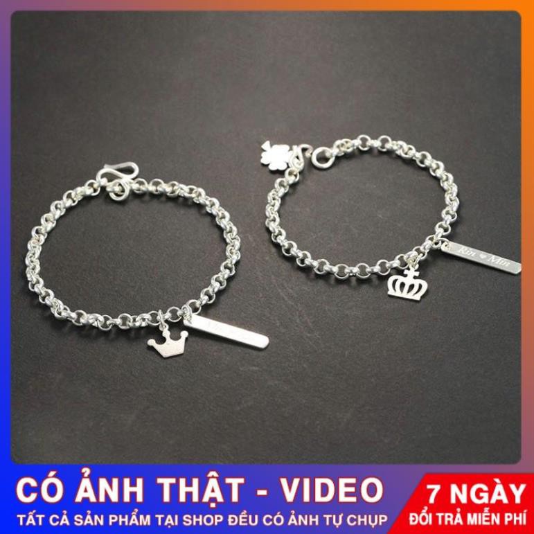 Lắc tay đôi bạc, vòng tay cặp nam nữ bạc ta sáng đẹp, trang sức Tuấn Thoan Jewelry