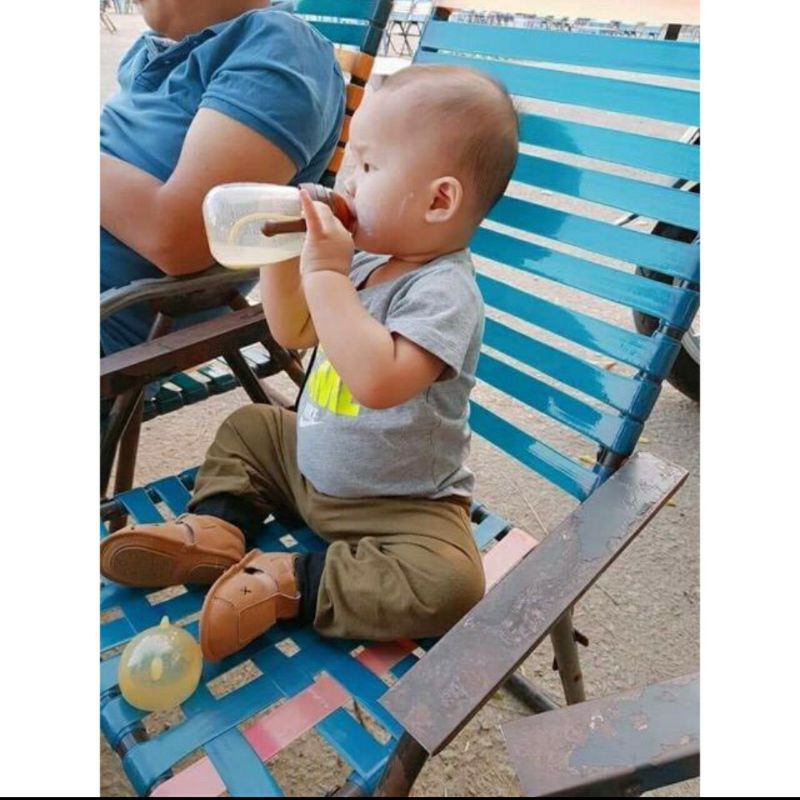 Bình sữa gấu bình sữa đa năng bình sữa chống sặc cổ rộng NÚM MỀM NHƯ THẬT 180ml