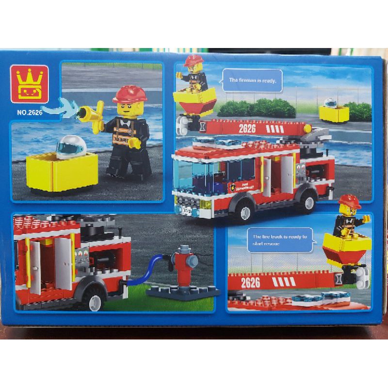 lego wange 2626 biệt đội chữa lửa xe cần cẩu nâng bệ cứu hỏa dùng vòi xịt nước hộ tống người dân khỏi khu vực nguy hiểm