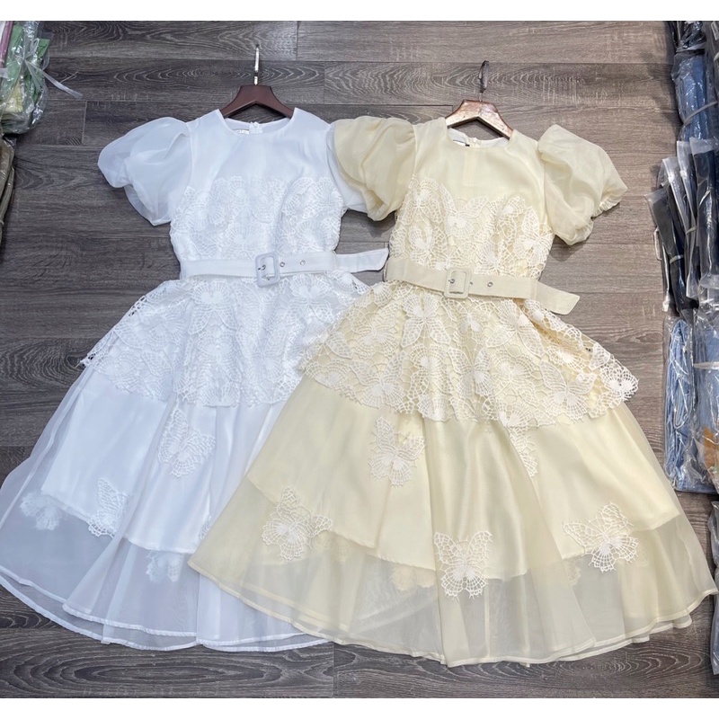 Váy Ren Thêu Hồ Điệp Dự Tiệc Cao Cấp, Đầm Xinh ảnh video thật của shop