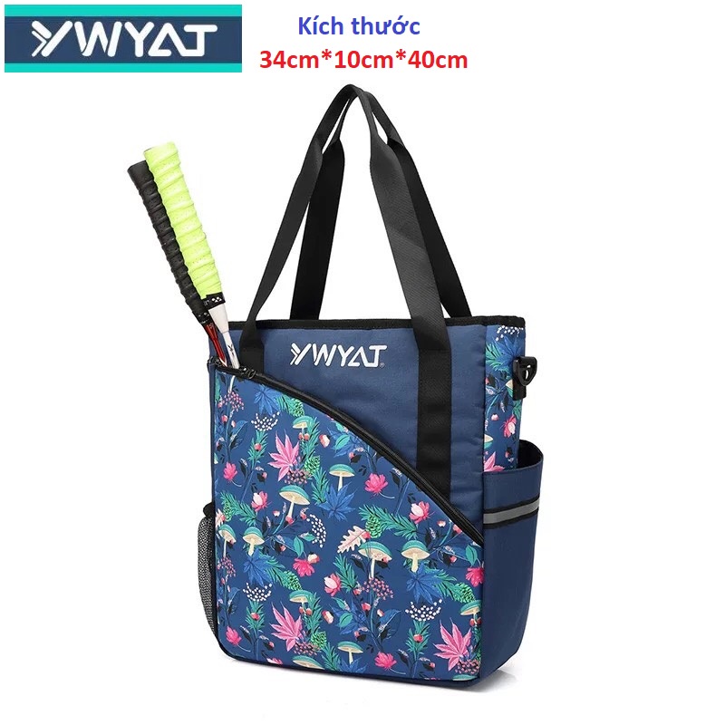 Túi xách cầu lông Ywyat 803 xanh họa tiết nấm, chất vải chống nước, quai xách tiện lợi, kèm quà tặng