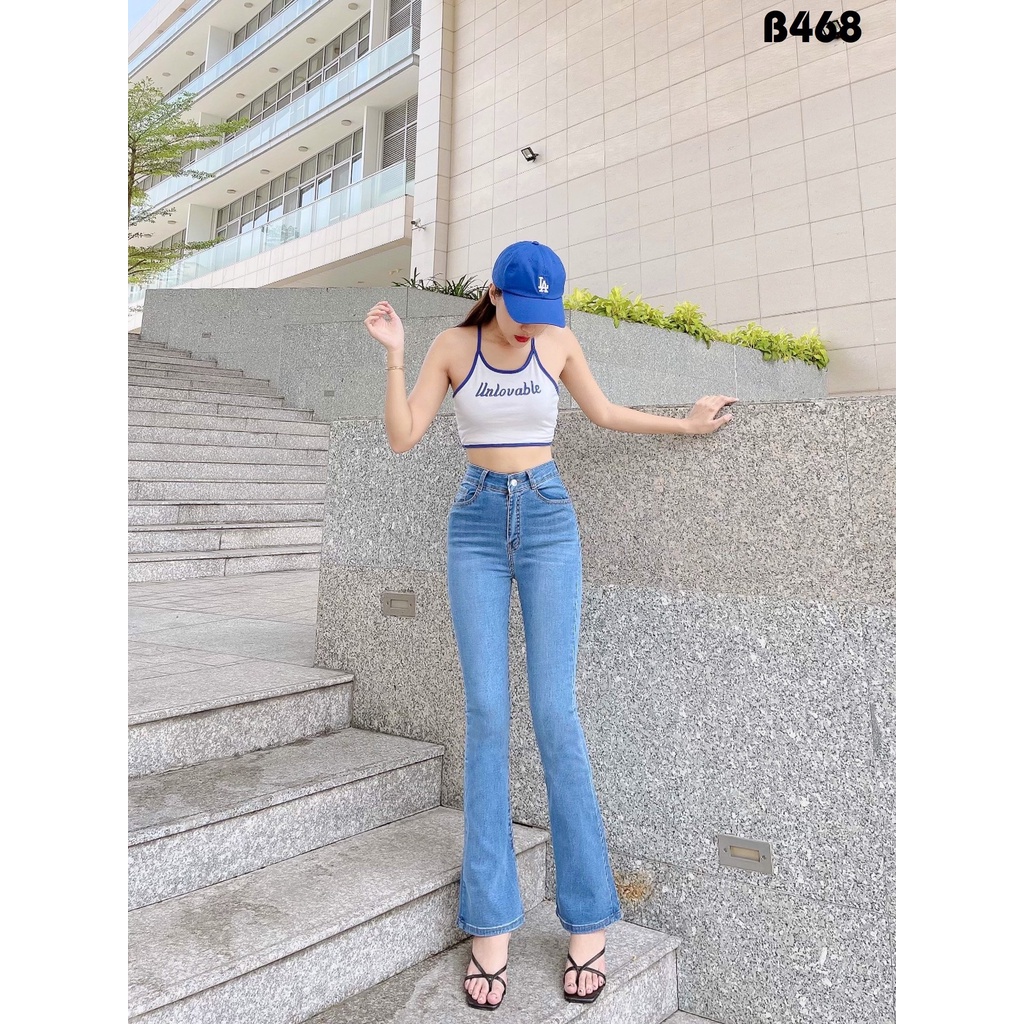 Quần Jeans Nữ Lưng Siêu Cao Tôn Dáng Ống loe dài