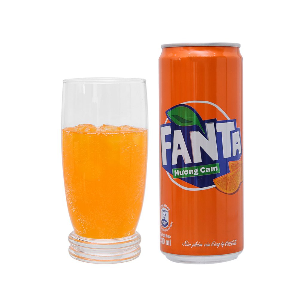 Nước Ngọt Có Gas Fanta Hương Cam Soft Drink Lon 330ml Date Luôn Mới