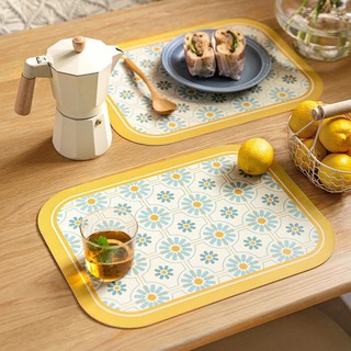 Khăn trải bàn ăn hình chữ nhật bằng da chống thấm nước phong cách vintage, tấm trải bàn ăn decor