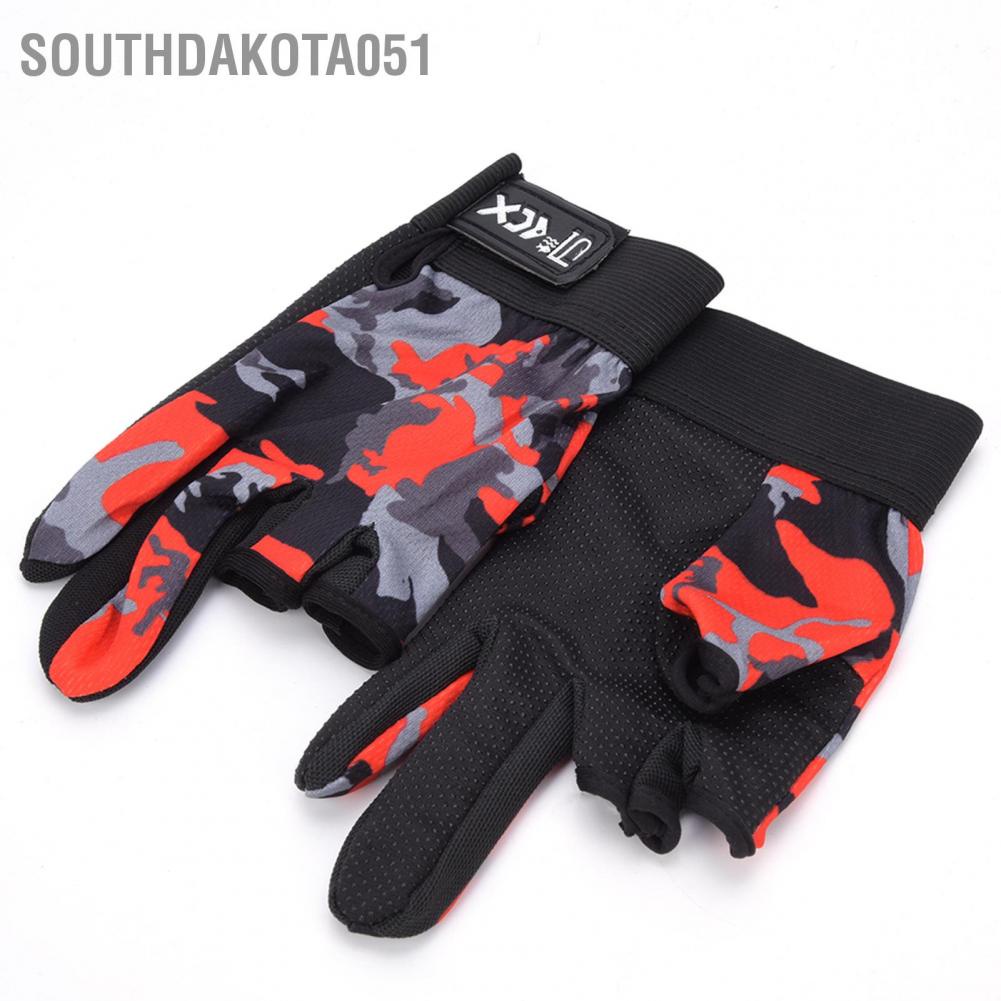 Hàng Sẵn Gang tay câu cá Thể Thao Hở 3 Ngón Thấm Mồ Hôi Chống Trượt Họa Tiết Rằn Ri 【Southdakota051】