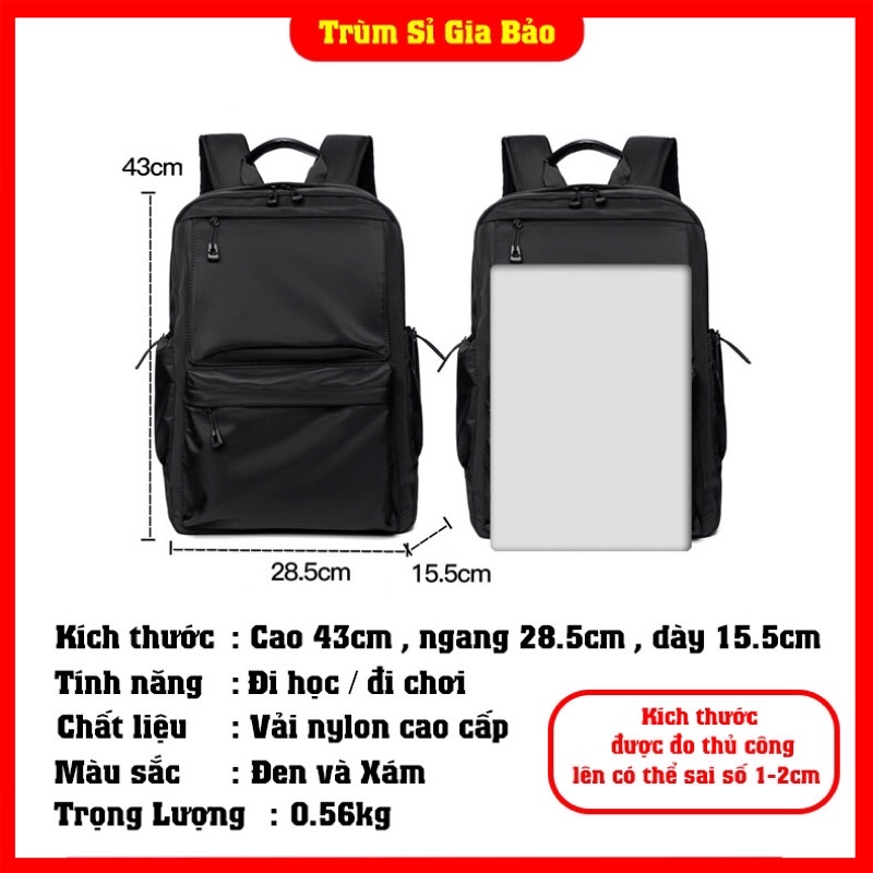 Cặp đi học nam nữ ulzzang chống nước basic , túi xách balo đựng laptop đẹp cho học sinh cấp 2 - 3, sinh viên.