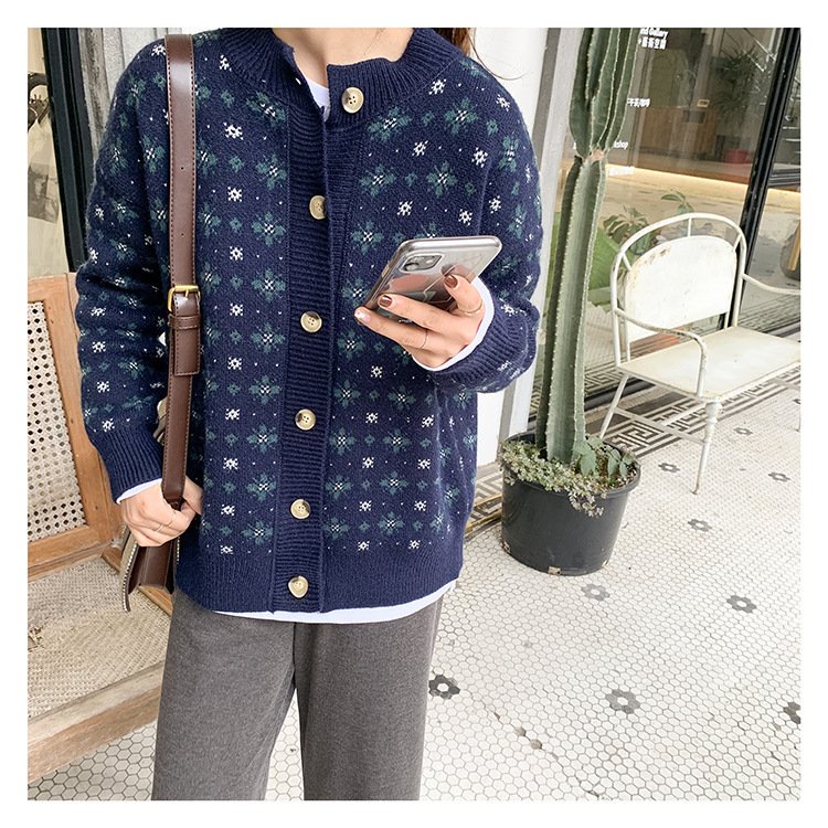 Áo khoác len nữ cadigan dệt kim phong cách Hàn Quốc v00105