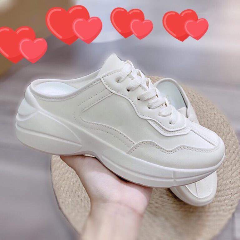 Giày thể thao nữ chất da màu trắng đế cao, giày sục thể thao nữ GC hot trend 2021 mã M003 | BigBuy360 - bigbuy360.vn