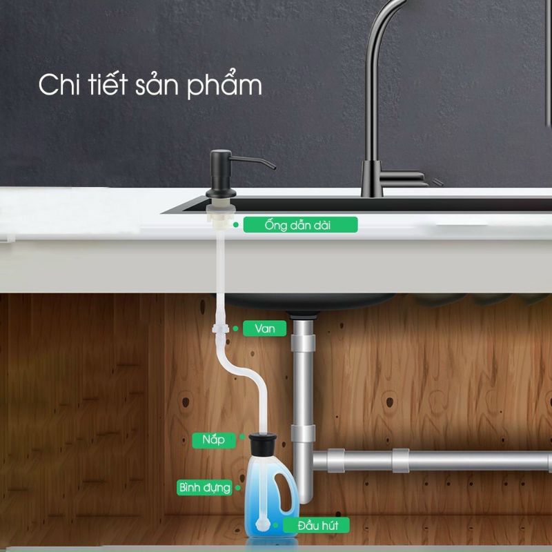 Vòi xịt xà phòng chậu rửa bát siêu tiện dụng