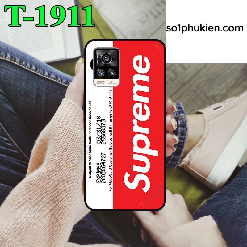 Ốp lưng kính Vivo V20, V20 2021 hình supreme