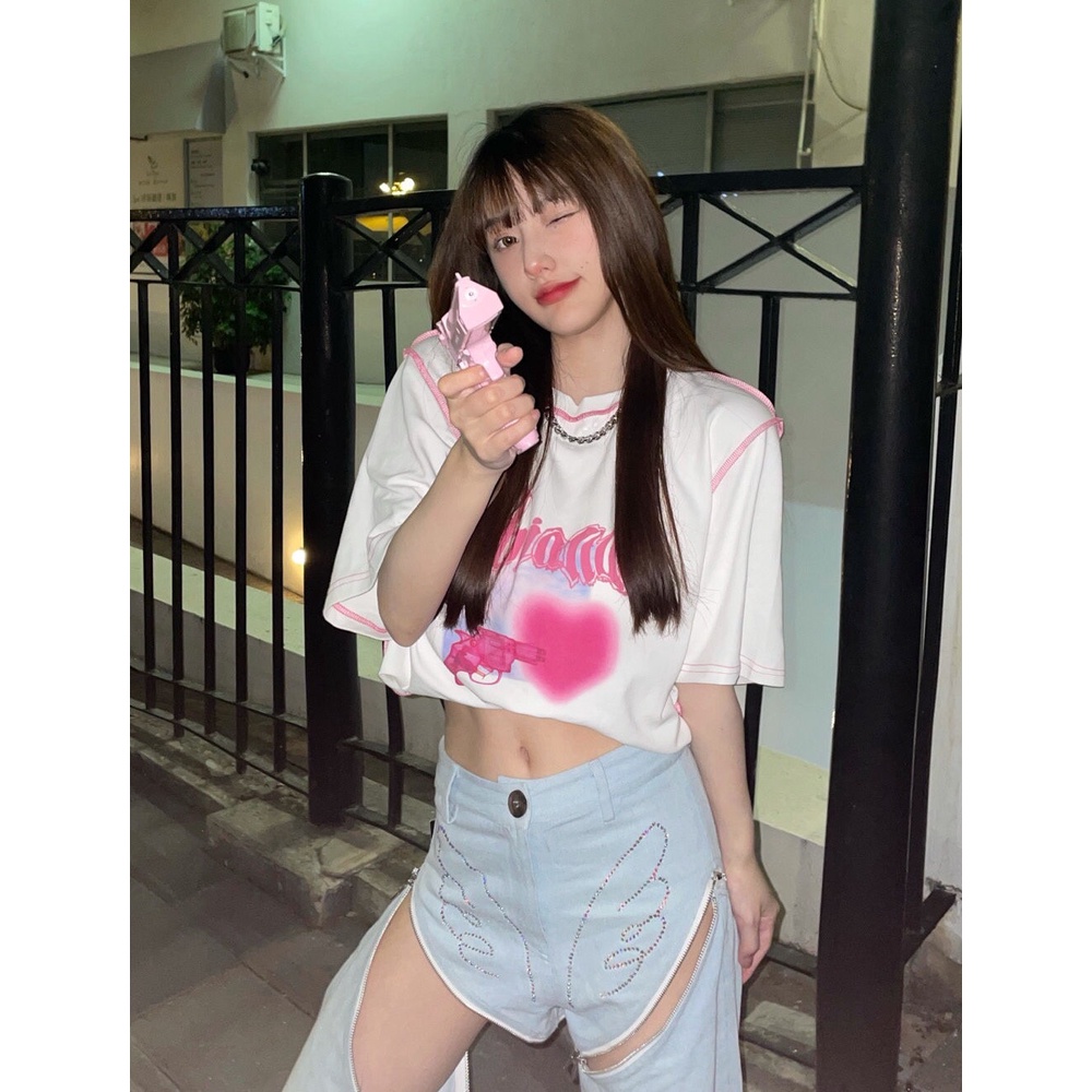 Áo Thun Nữ Ngắn Tay Dáng Rộng Phong Cách Hàn Quốc Mới