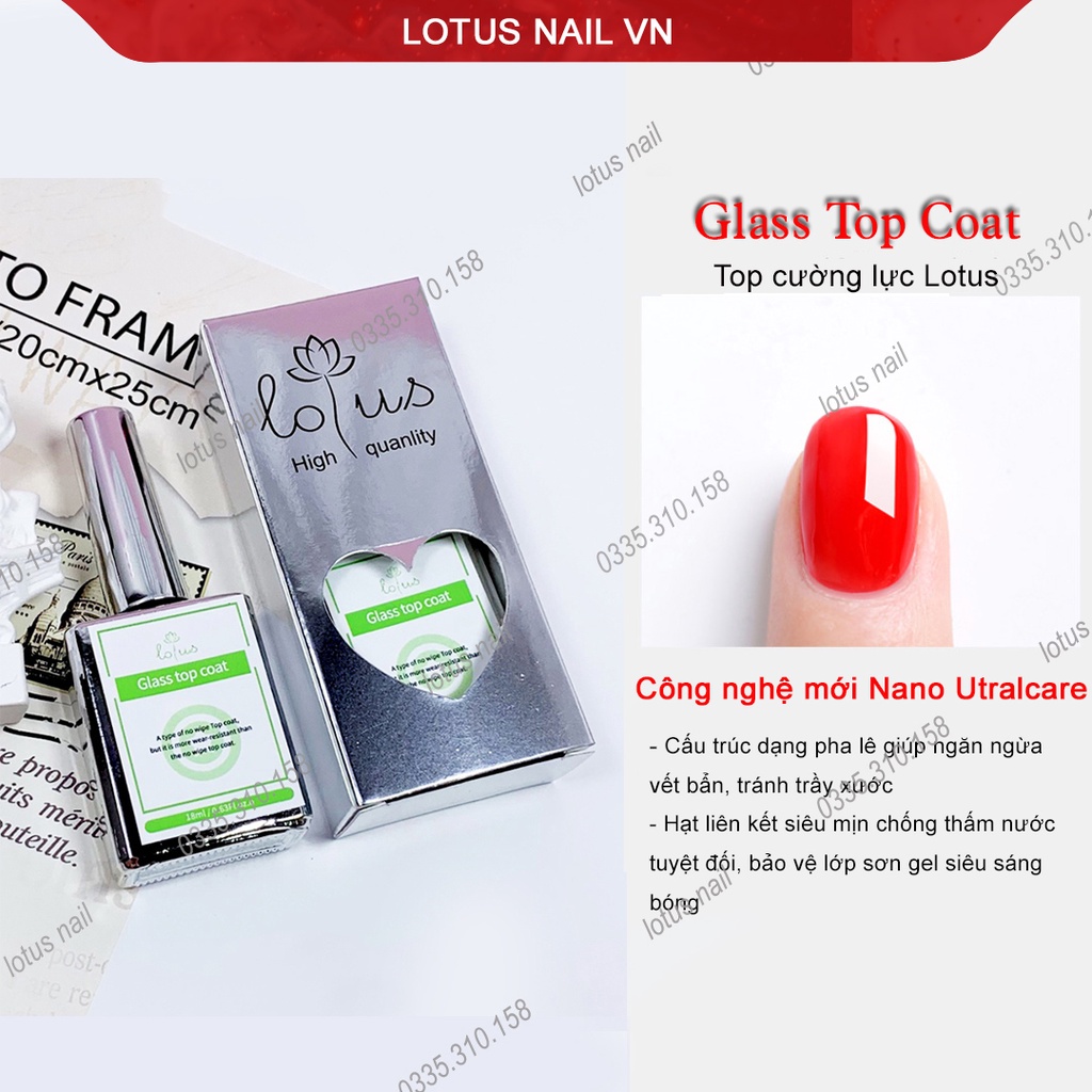 Base, top, cứng móng, kiềm dầu, liên kết bột, phá gel nhanh, gel giọt sương Lotus chính hãng