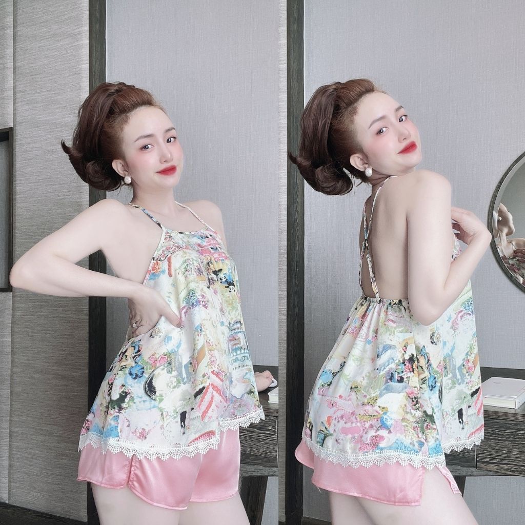 Đồ Ngủ Nữ BIGSIZE Đồ Ngủ Sexy lụa Satin cao cấp mềm mại xinh xắn &lt; 70KG